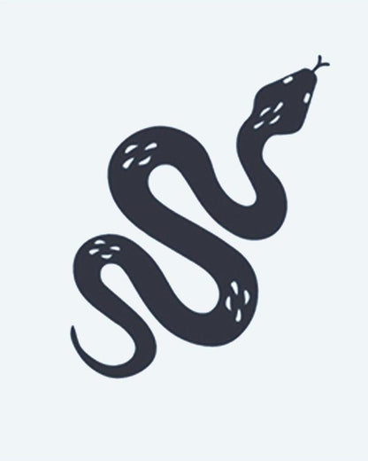 Serpent Silhouette semi-permanent tattoo design by INKON – coiling, serpent, minimalist, silhouette, subtle illustration, 2 x 2 in (5x5cm), available at inkon.co