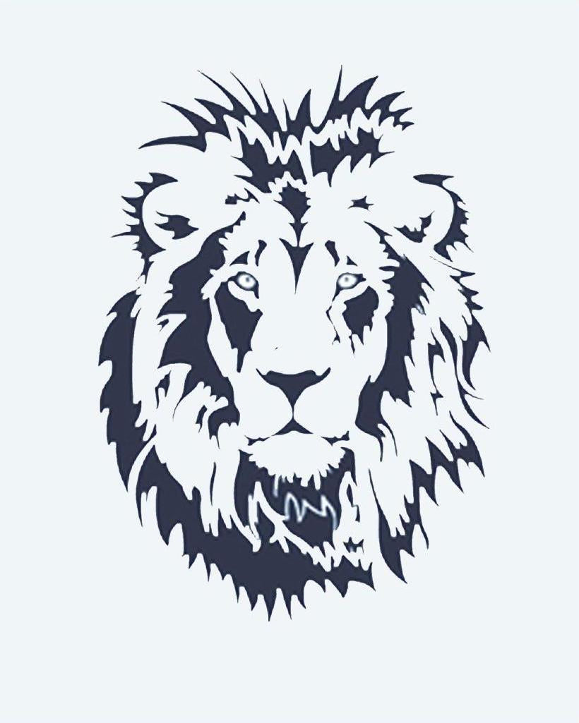 Lion Portrait semi-permanent tattoo design by INKON – majestic, lion, face, portrait, full illustration, 2 x 2 in (5x5cm), available at inkon.co