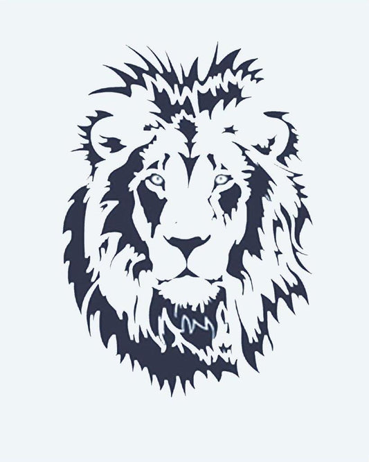 Lion Portrait semi-permanent tattoo design by INKON – majestic, lion, face, portrait, full illustration, 2 x 2 in (5x5cm), available at inkon.co
