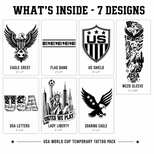 WC26 Temporary Tattoo Pack for Americans(7 Designs)