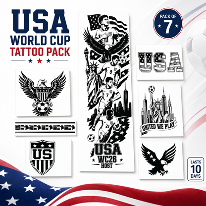 WC26 Temporary Tattoo Pack for Americans(7 Designs)