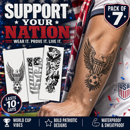 WC26 Temporary Tattoo Pack for Americans(7 Designs)